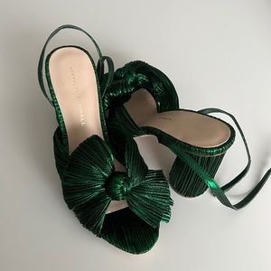 Loeffler Randall emerald green Camillia bow high heels